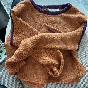 ZARA LINEN BLEND SWEATER LIMITED EDITION ARM WARMERS CROP KNIT JUMPER TOP